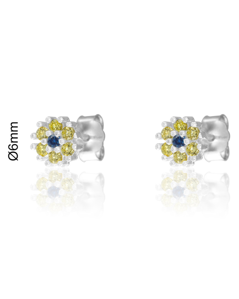 Pendientes Flor lima Silver