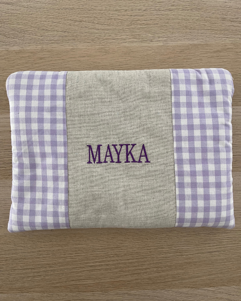 Personalized Lavender Vichy Computer Case with MAYKA Embroidery