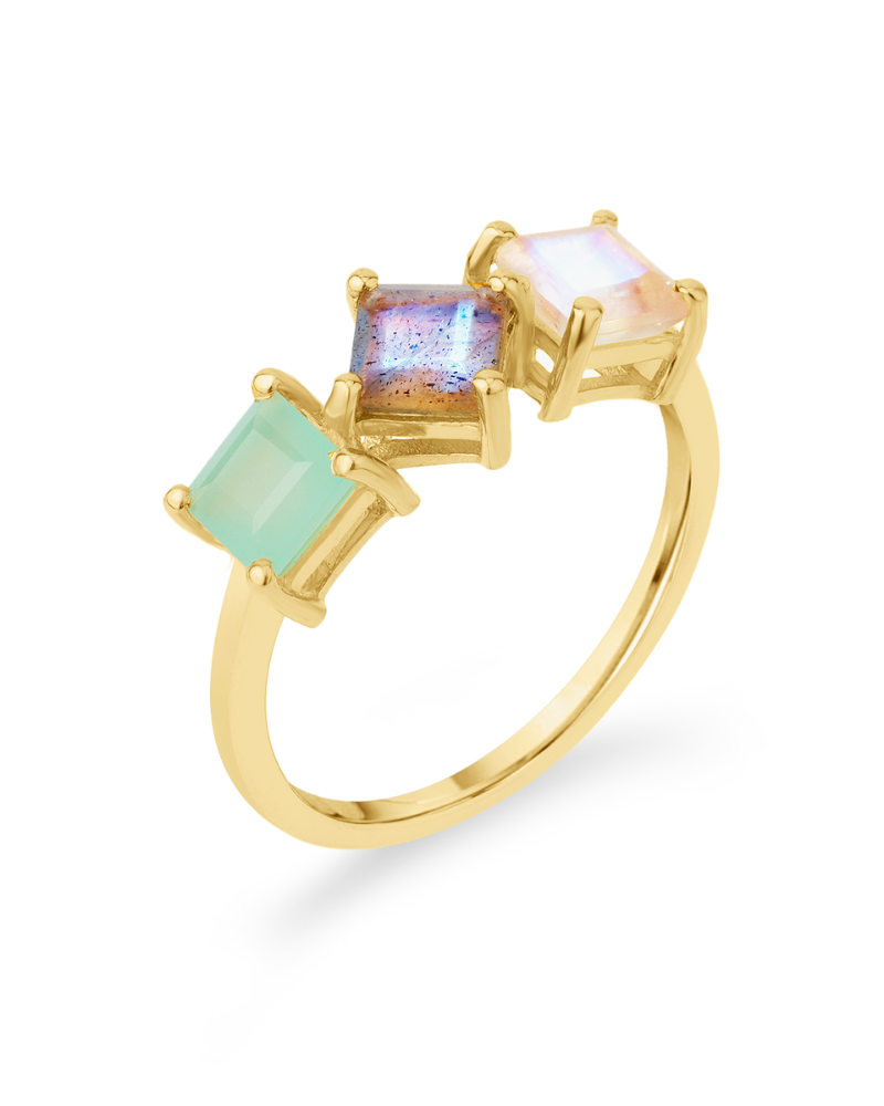 Aquamarine and Pink Ring