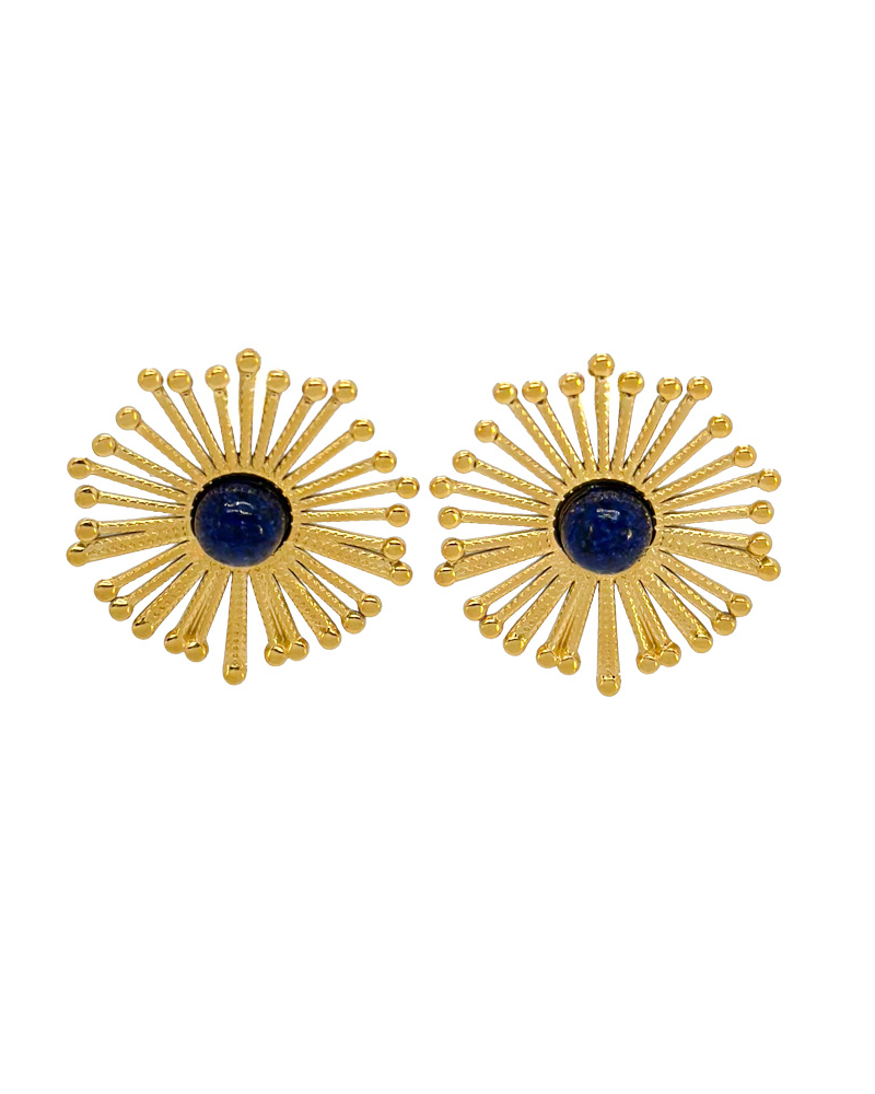 Pendientes Flor Lapislázuli acero