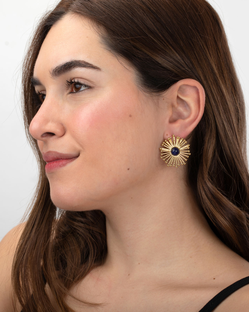 Pendientes Flor Lapislázuli acero Silver