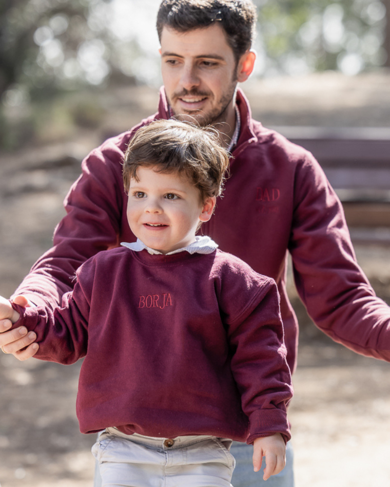Pack Sudadera Zip personalizada adulto + sudadera cuello redondo niño