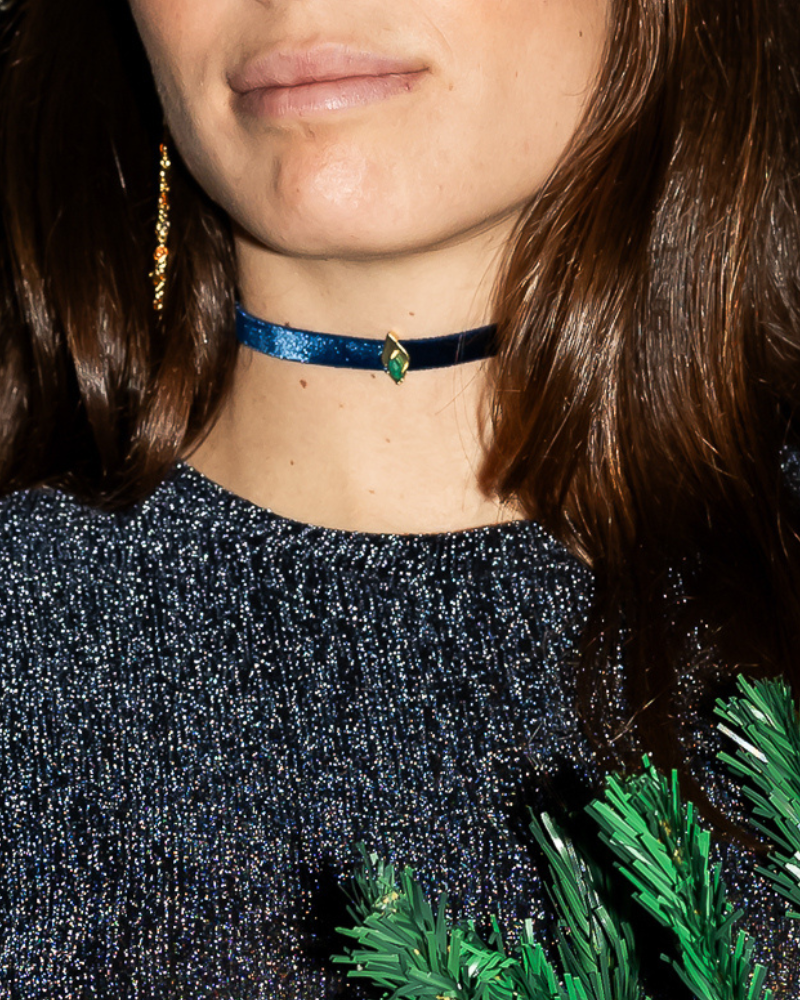 Choker Velvet Oasis Blue