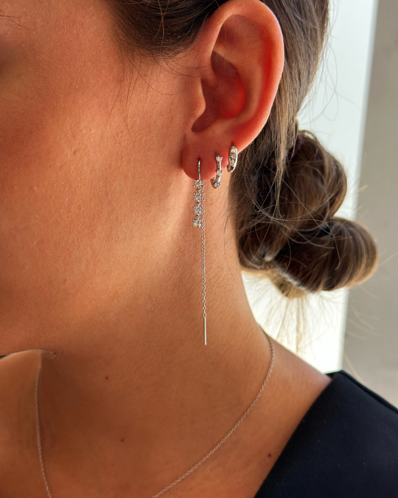 Shine Silver long earrings