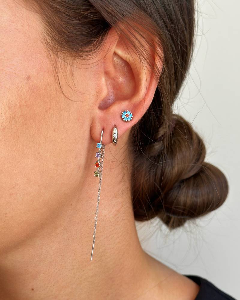 Iris Silver long earrings