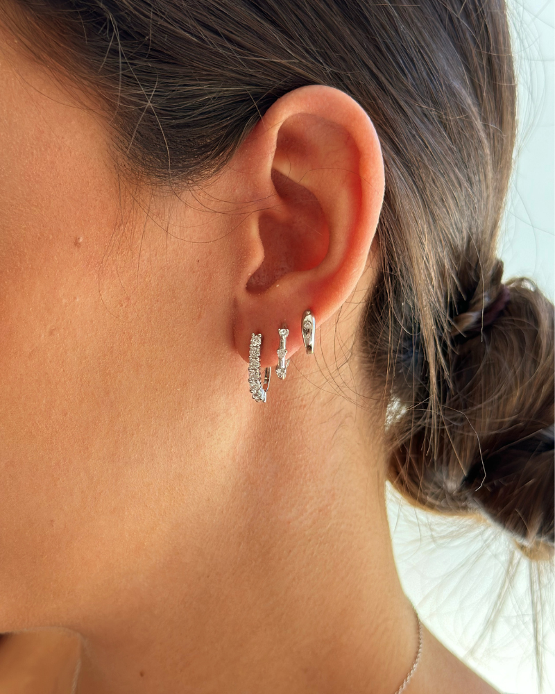 White Silver hook earrings