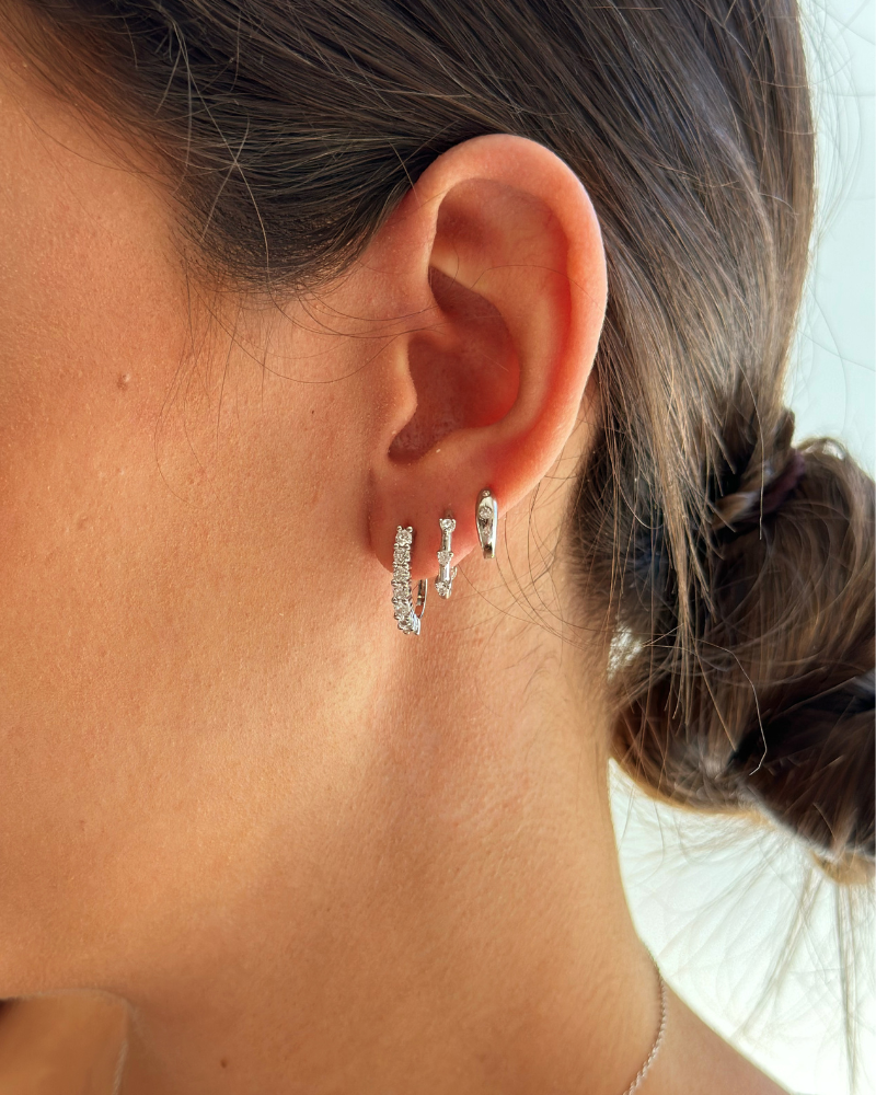 Pendientes gancho white Silver