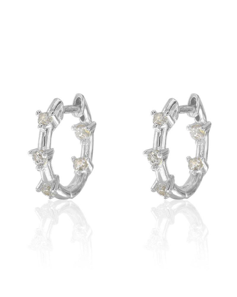 Pendientes mini aritos tres circonitas blanco Silver