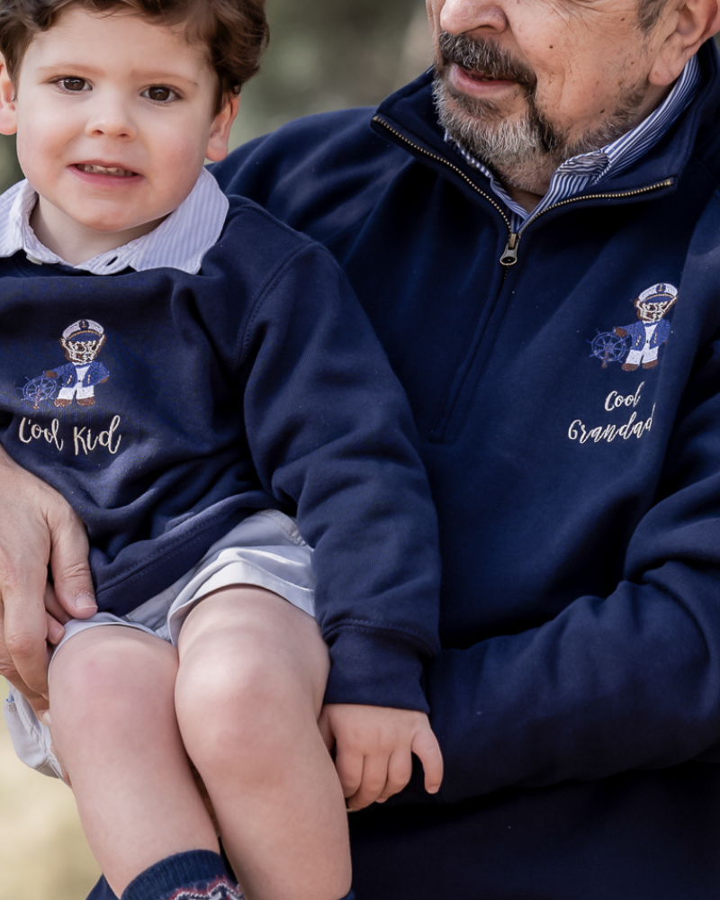 Pack Sudadera Zip personalizada adulto + sudadera cuello redondo niño Oso marinero