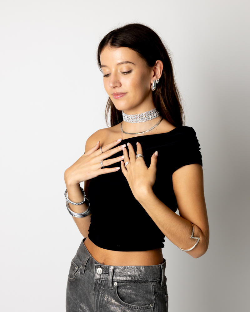 Choker Silver Crochet