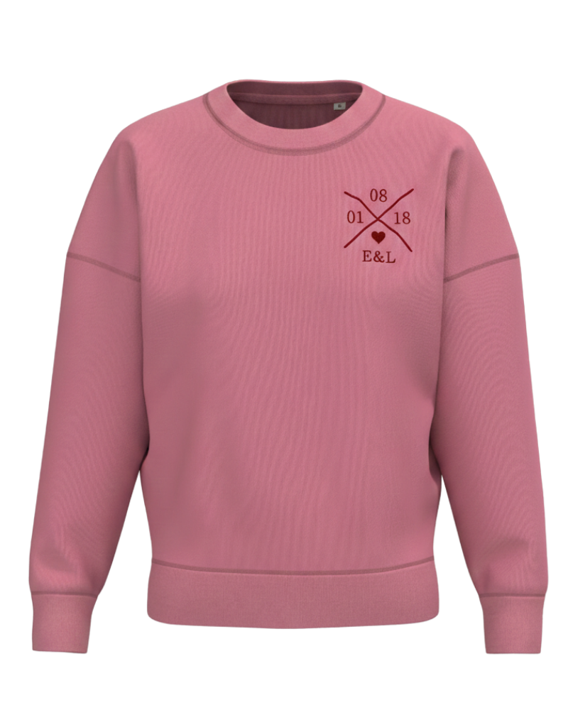 Sudadera Mujer personalizada X Corazón Rosa Empolvado