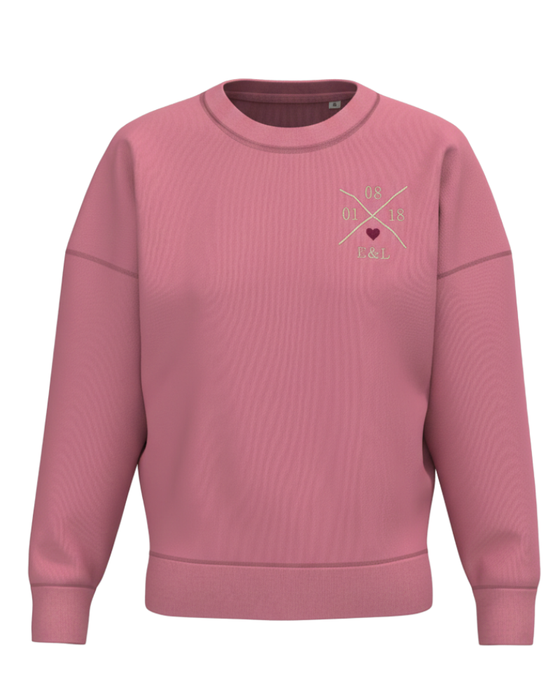 Sudadera Mujer personalizada X Corazón Rosa Empolvado