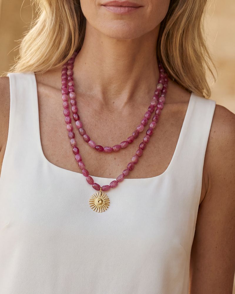 Collar Largo Jade Fucsia