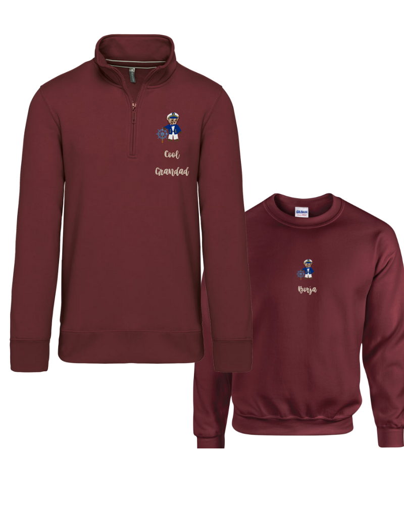 Pack Sudadera Zip personalizada adulto + sudadera cuello redondo niño Oso marinero