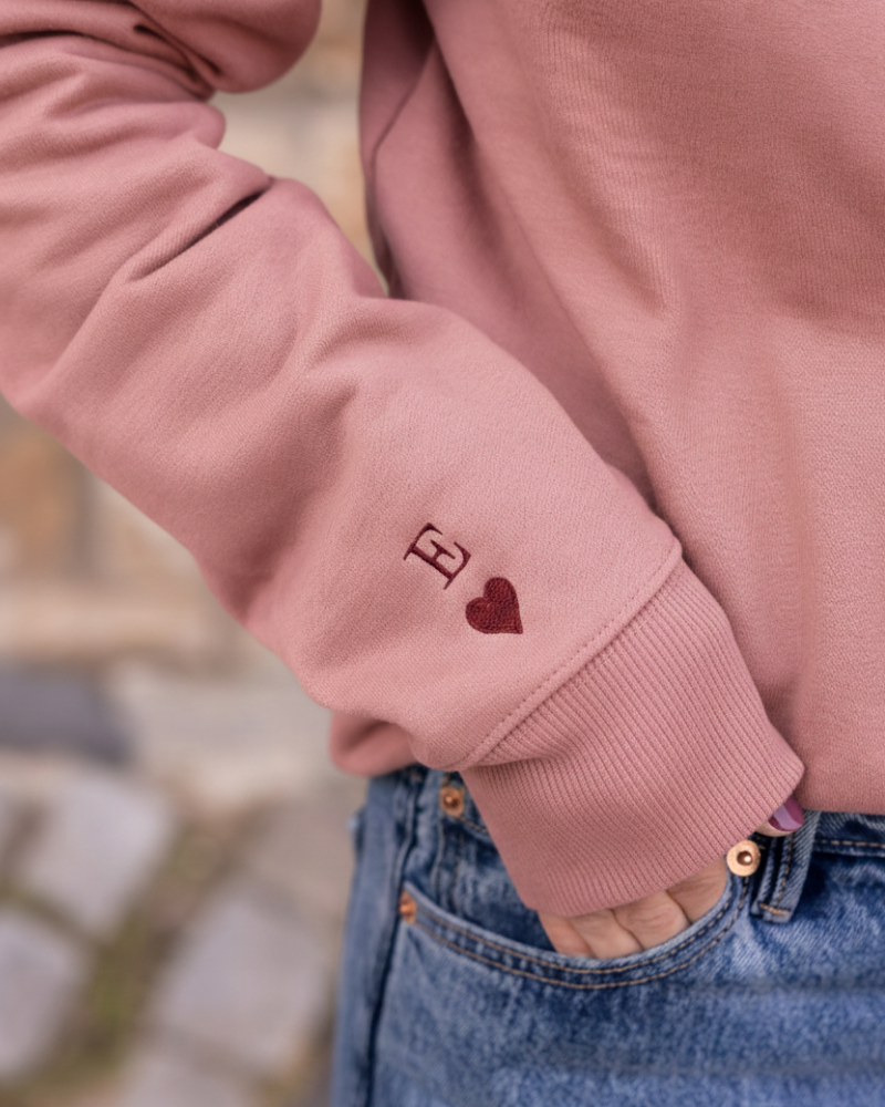 Sudadera Mujer personalizada X Corazón Rosa Empolvado