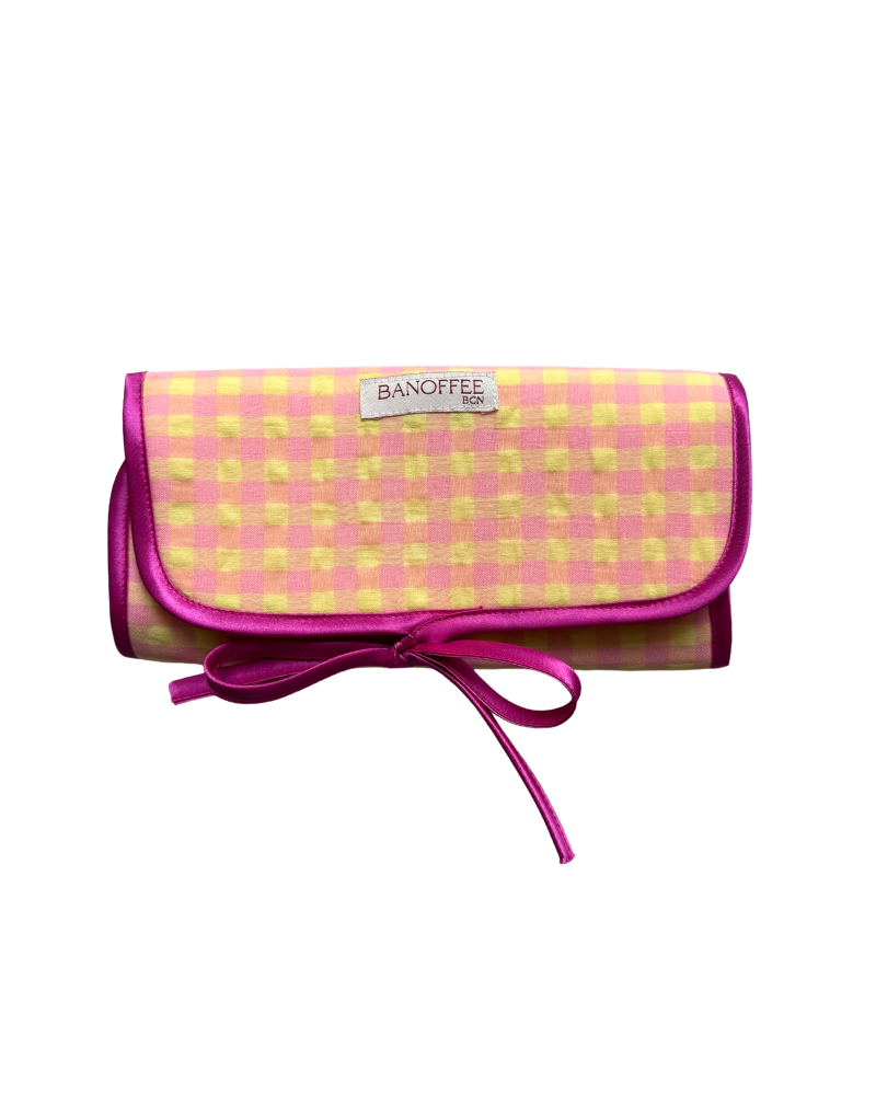 Joyero Personalizado Vichy rosa y amarillo