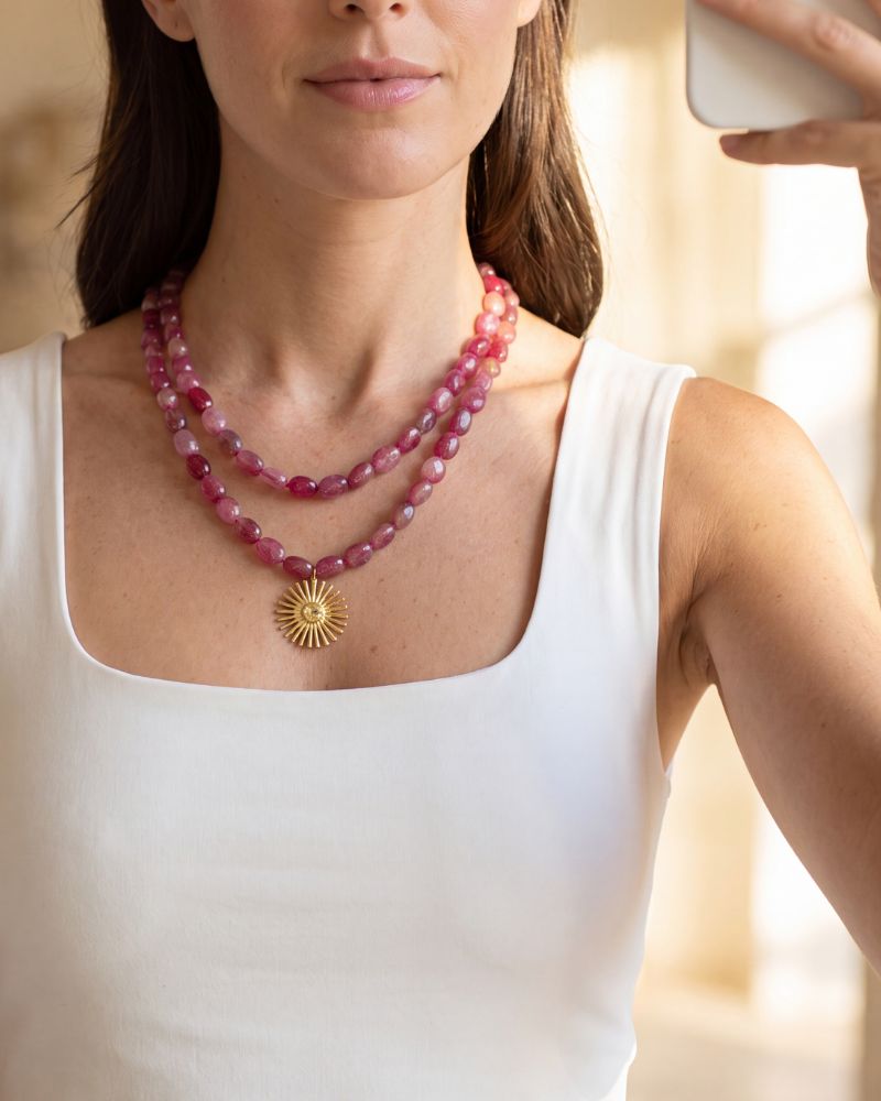 Collar Largo Jade Fucsia