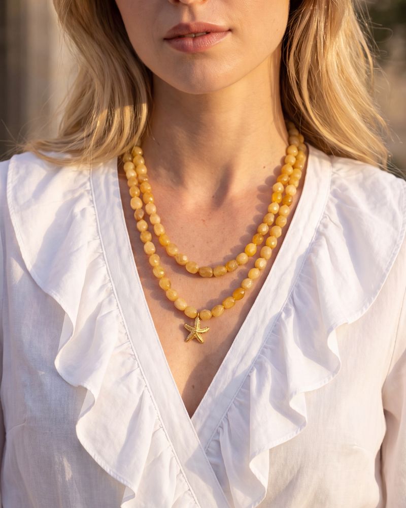 Collar Largo Jade Amarillo