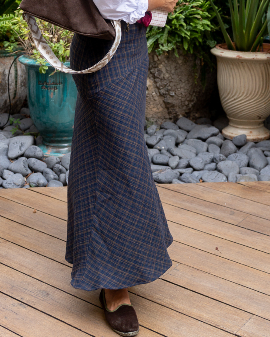 Terracota Skirt – Organic Cotton Seersucker Check