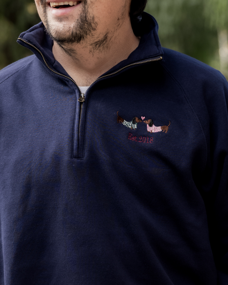 Sudadera personalizada Love Dachshund Cuello Zip