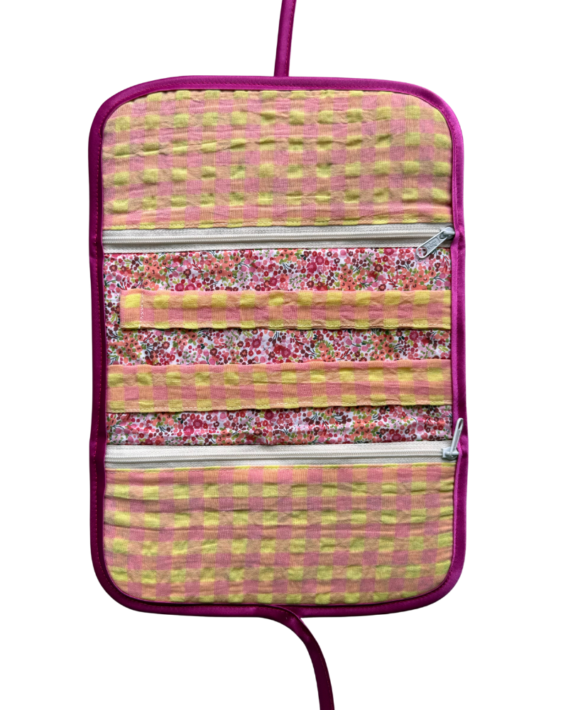 Joyero Personalizado Vichy rosa y amarillo
