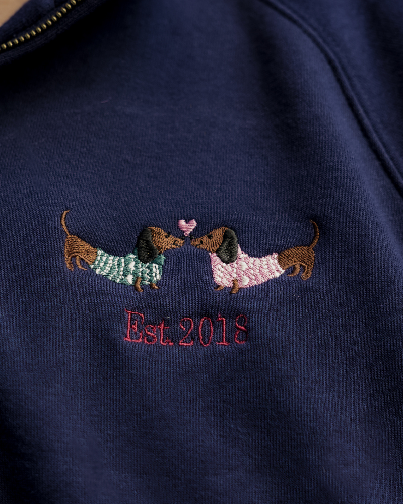 Sudadera personalizada Love Dachshund Cuello Zip
