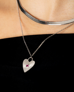 Collar Heart Pink Silver