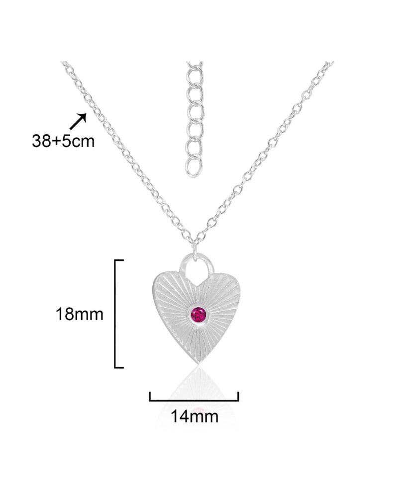 Collar Heart Pink Silver