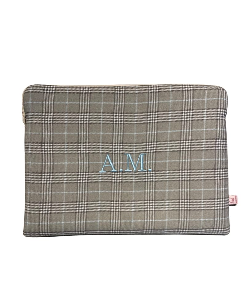 Personalized Gray Checkered Case with the initials A.M.