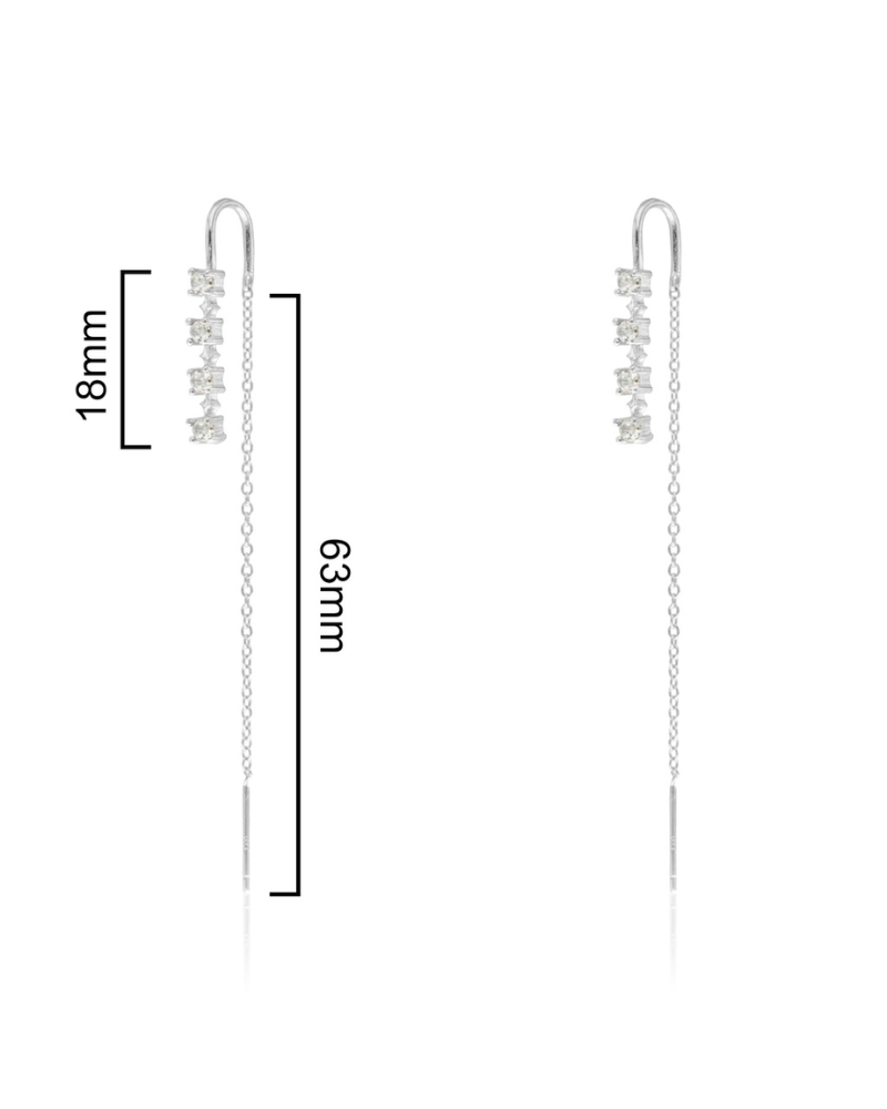 Shine Silver long earrings