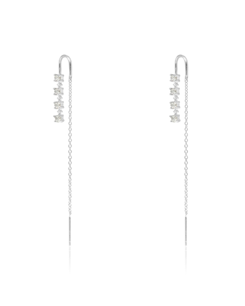 Shine Silver long earrings