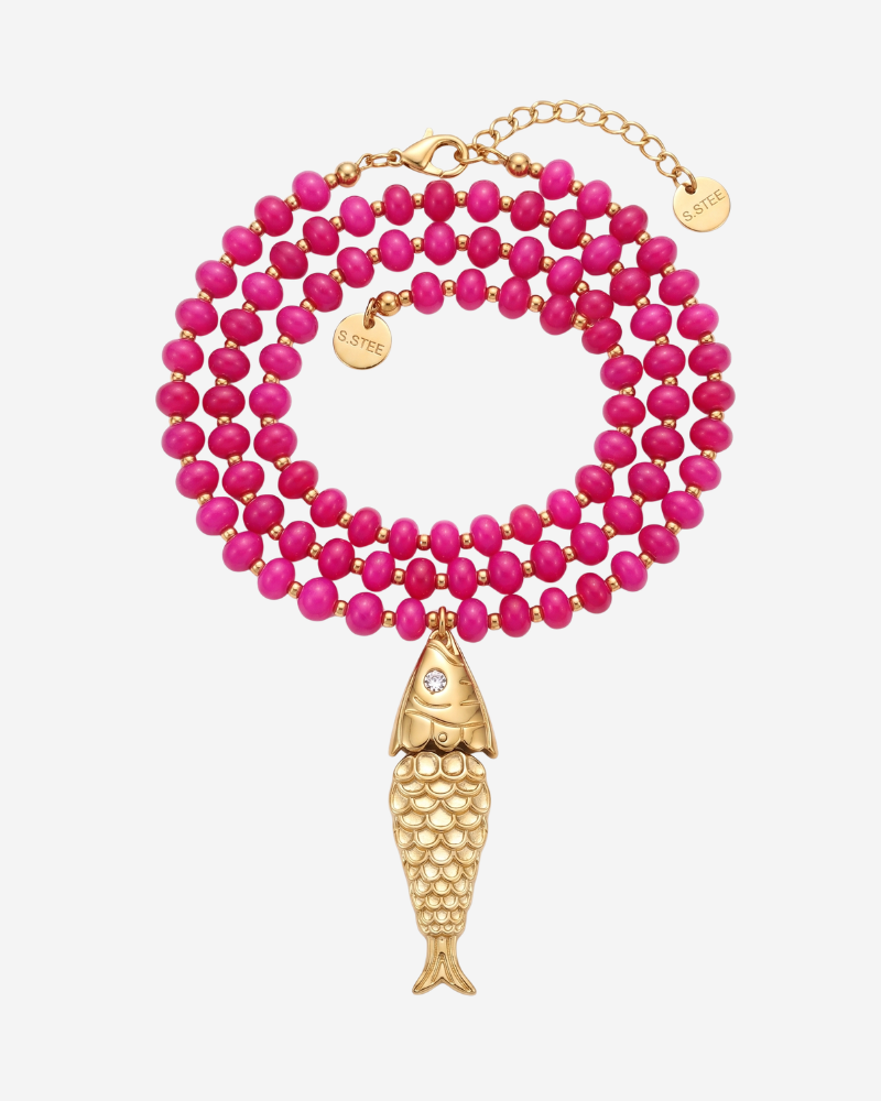 Collar Pez Jade Fucsia
