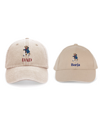 Pack Gorra personalizada adulto y niño dibujo Oso en patinete