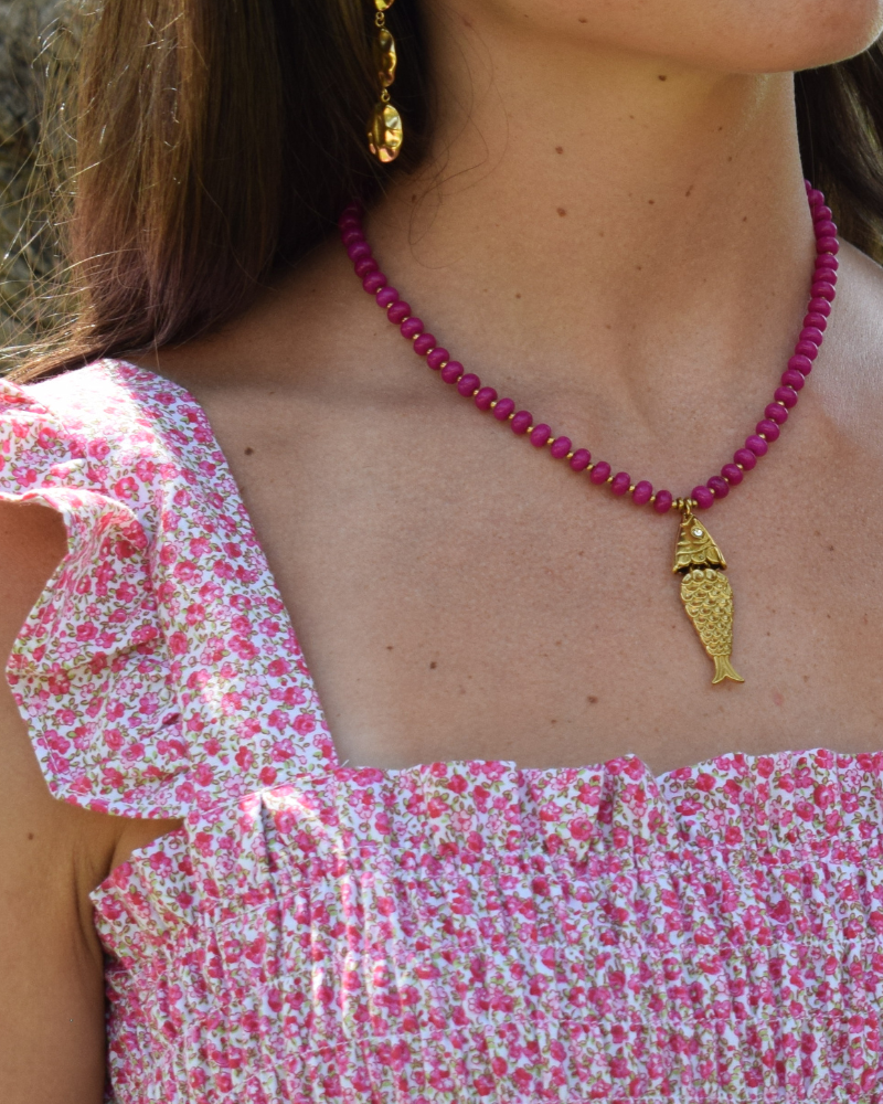Collar Pez Jade Fucsia