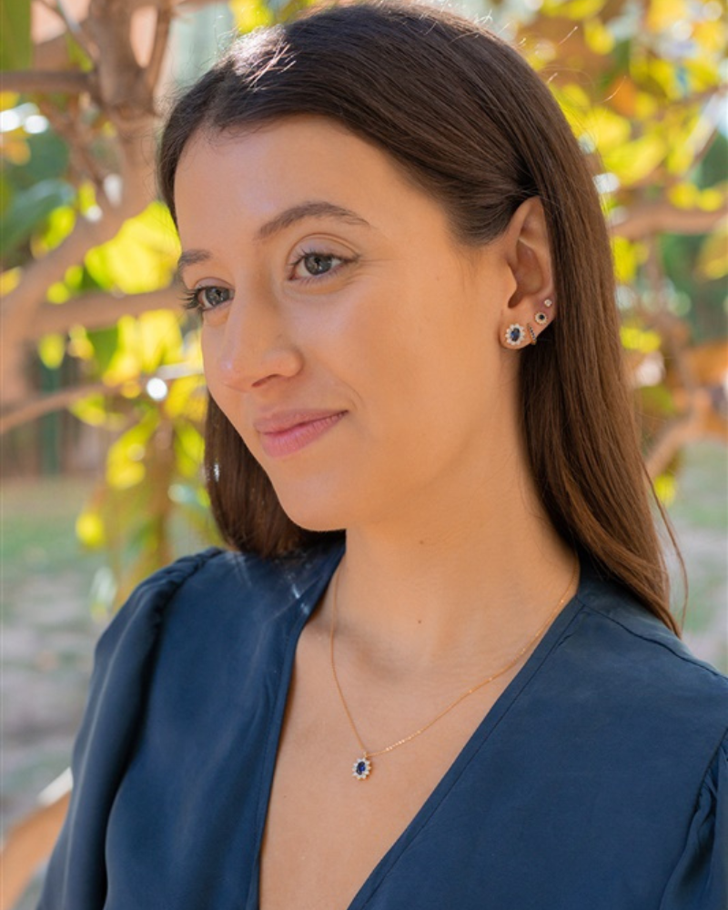 Pendientes Rosetón Zafiro Gold