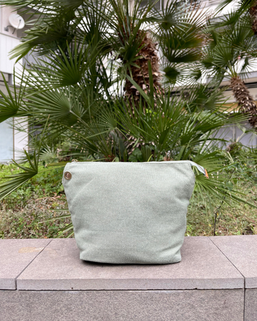 Washed Green Toiletry Bag/ Clutch