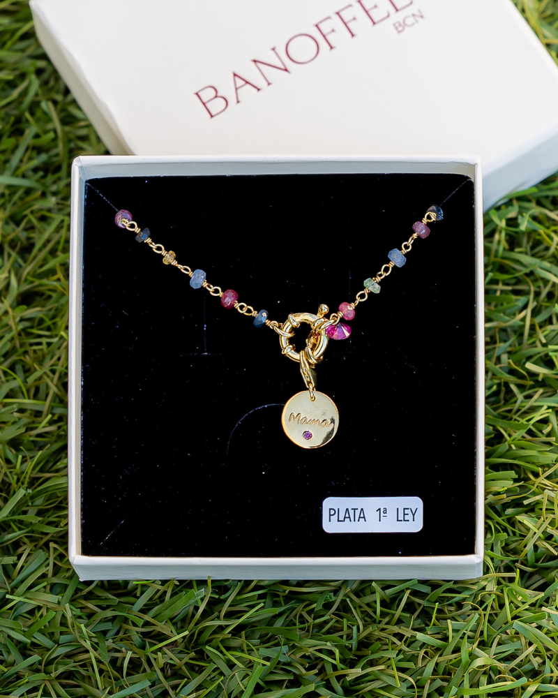 Bella Tourmaline light necklace with Mother's plate