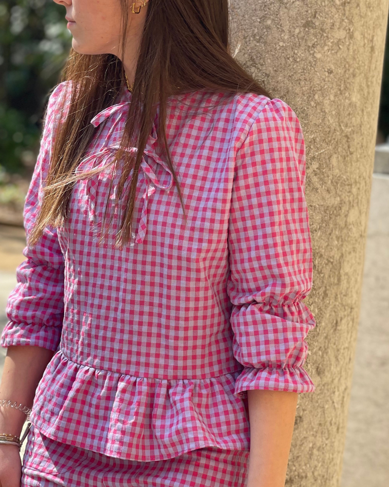 Camisa vichy Fucsia "la siesta"