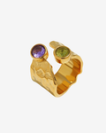 Martina Open Steel Ring with Two Stones