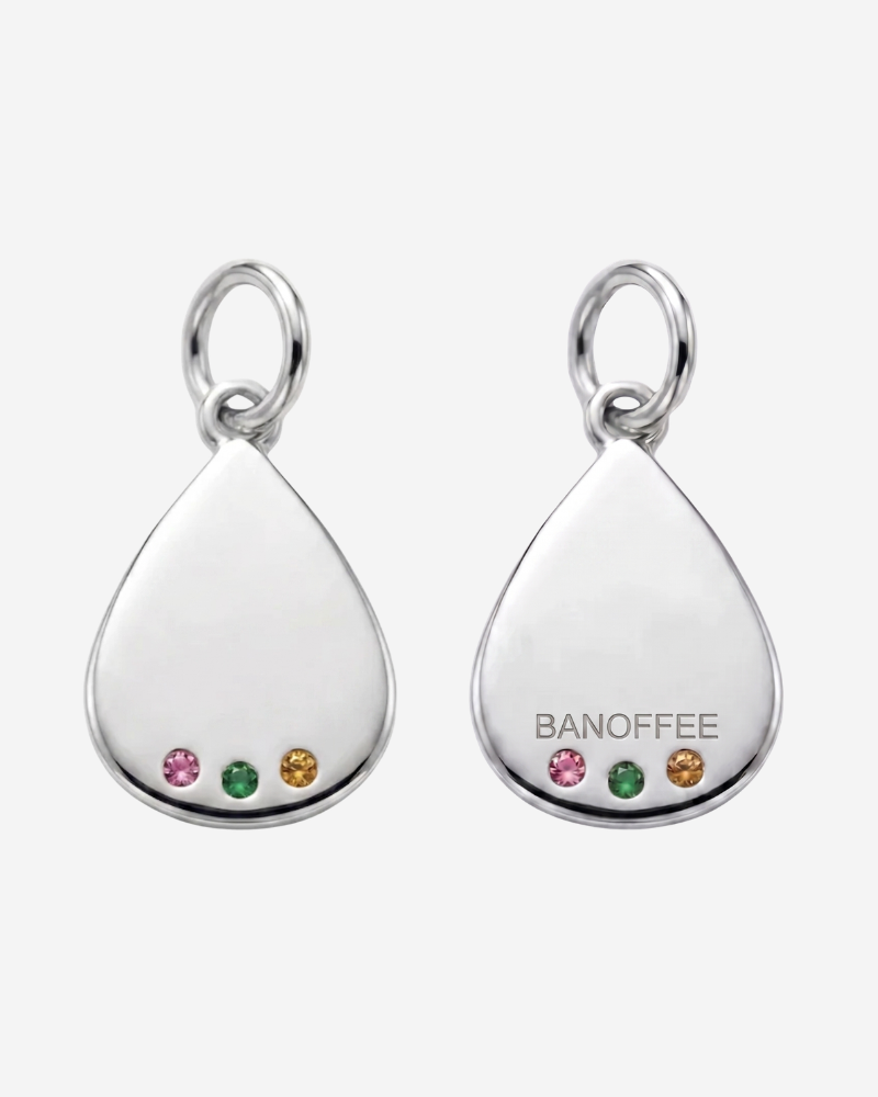 Charm gota personalizable tres circonitas Silver