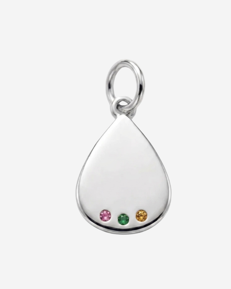 Charm gota personalizable tres circonitas Silver