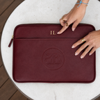 Personalized Positano Leather Laptop Sleeve – Burgundy