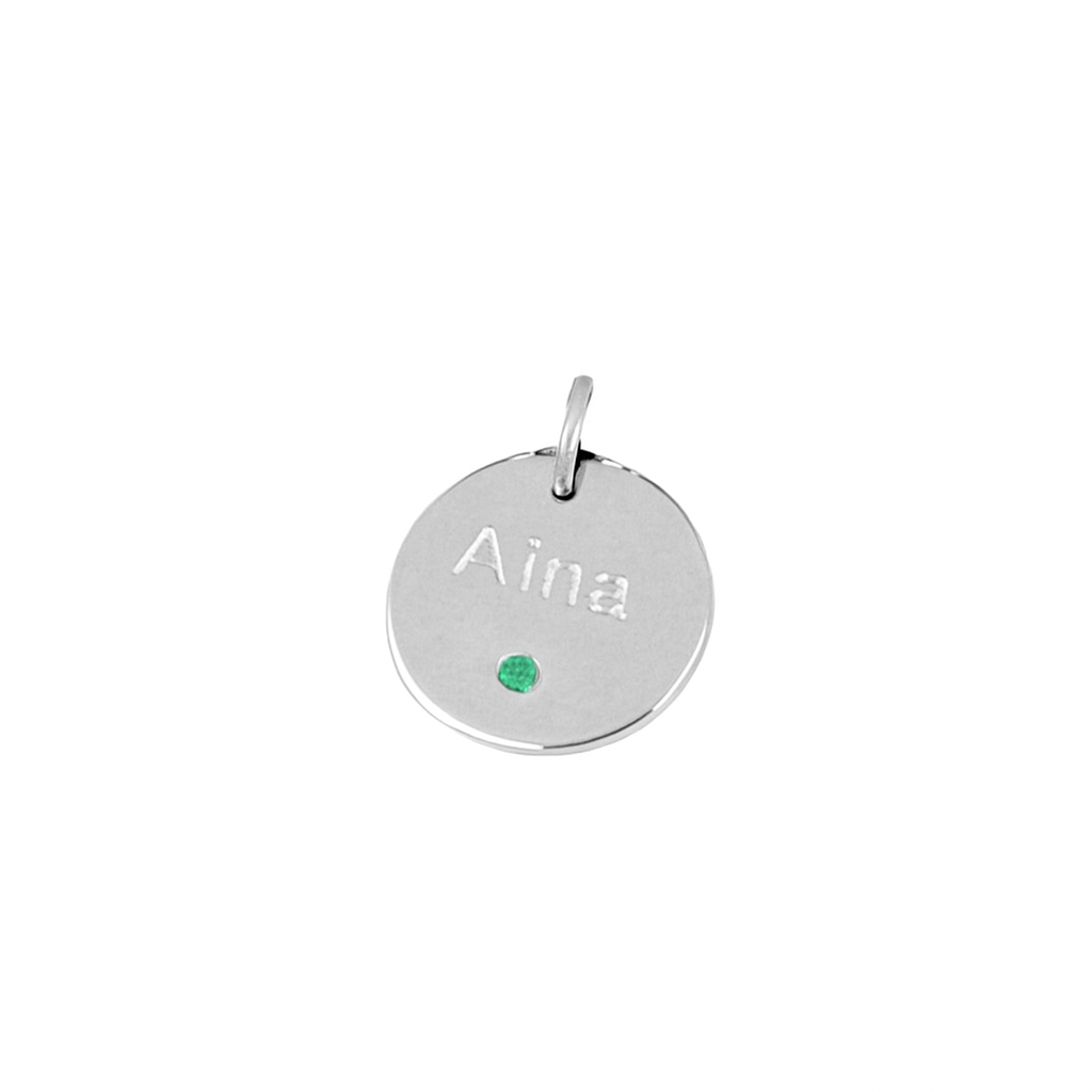 Charm plaquita personalizable circonita verde