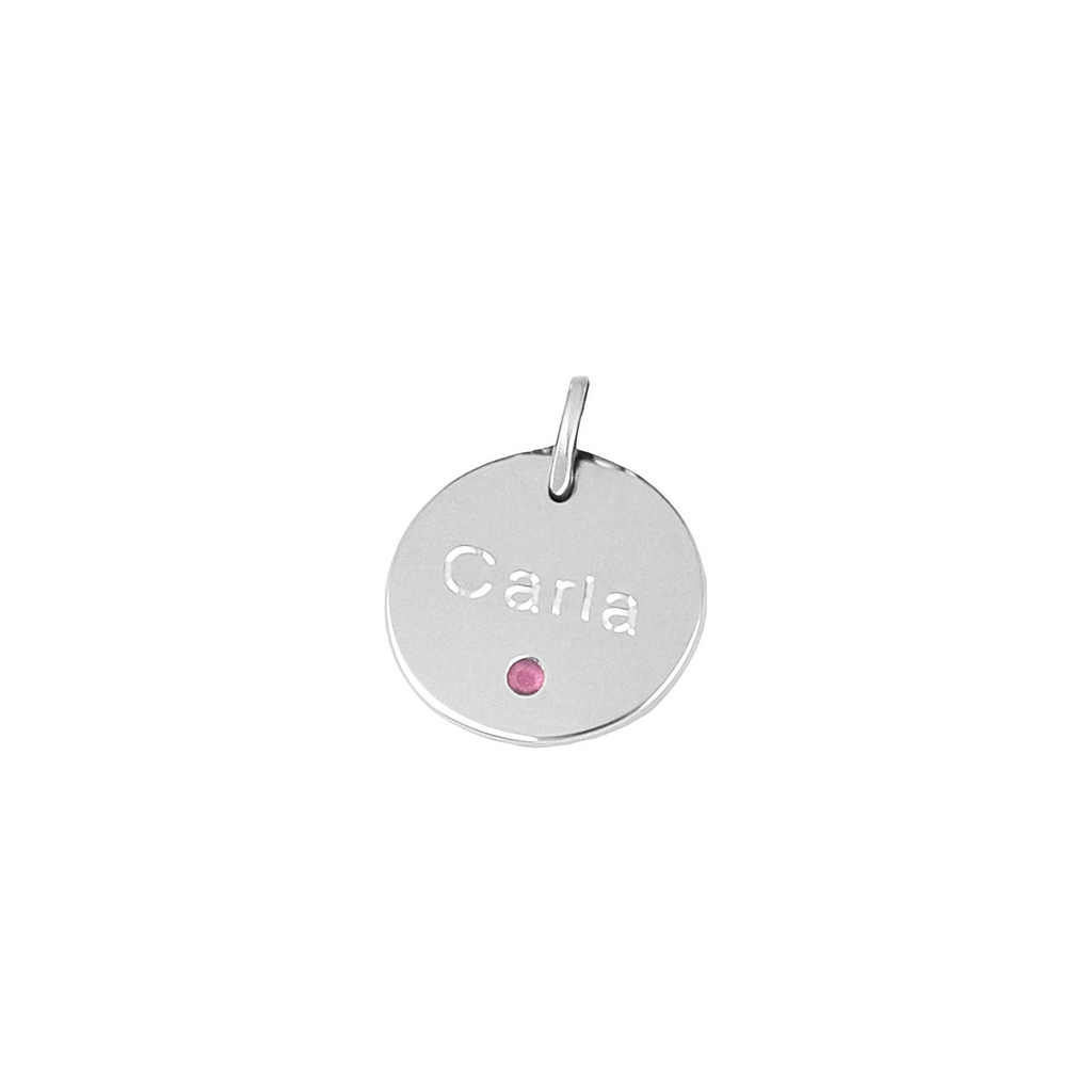 Charm plaquita personalizable circonita fucsia