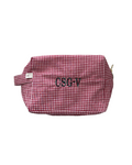 Neceser cuadro vichy rojo pequeño Personalizado con el Bordado CSG-V en verde botella