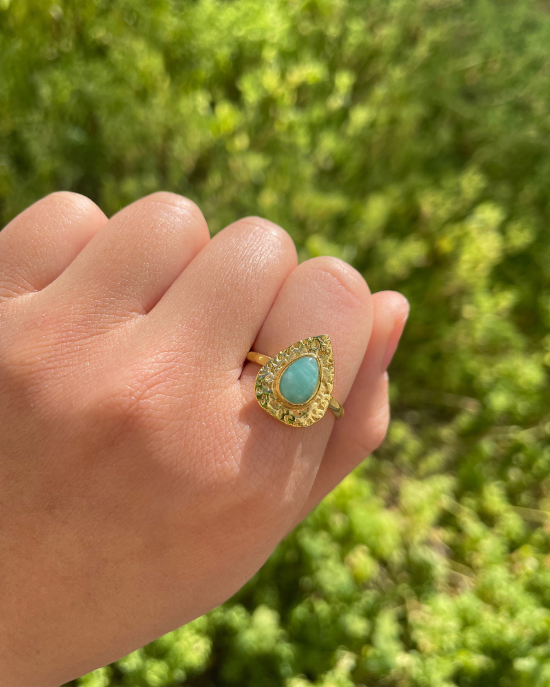 Anillo Gota Amazonita