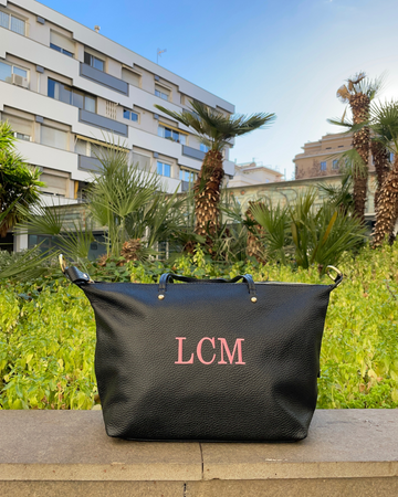 Personalized Black Catalina Bag with embroidered initials LCM