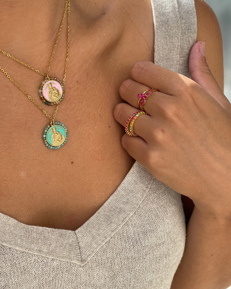 Collar Virgen del Carmen Turquesa