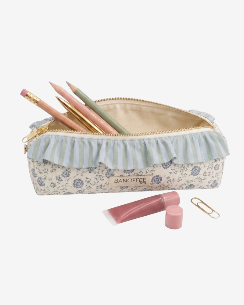 Personalized Capri Pouch – Blue & Green Floral