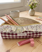 Personalized Lucca Pouch – Burgundy Windowpane Check